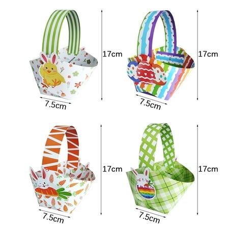 4pcs Easter Decoration Easter Gift Basket Bunny Rabbit Paper Bags for Egg Candy Cookie Packaging Box Easter Party Supplies B 4pcs As picture show