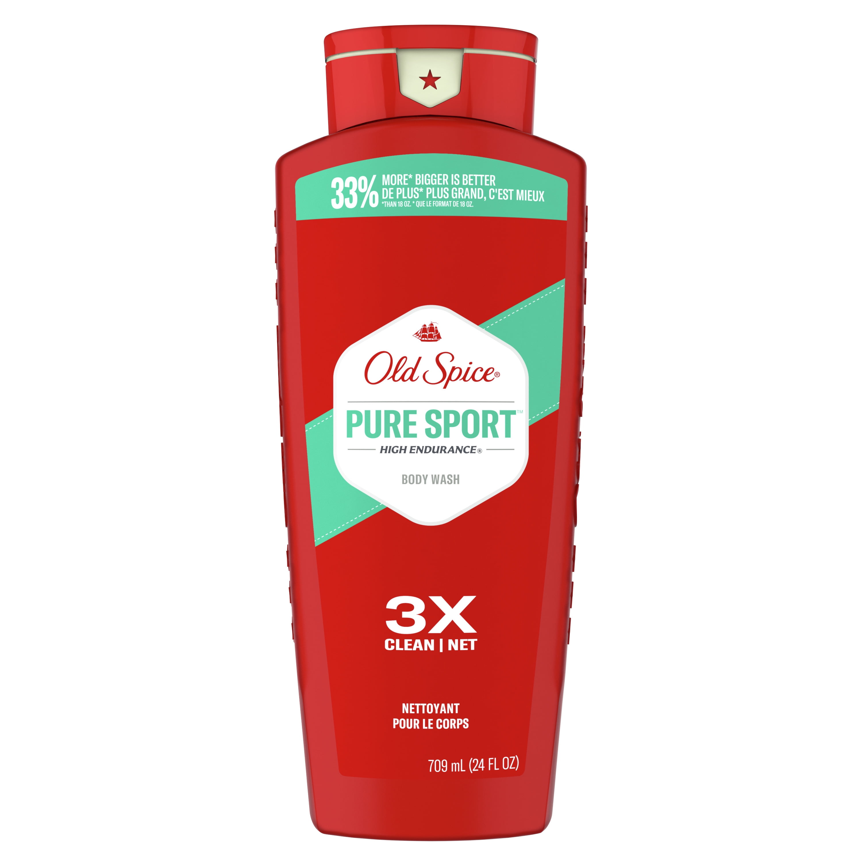 (4 pack) Old Spice High Endurance Men's Body Wash, Pure Sport Scent, 24 fl oz