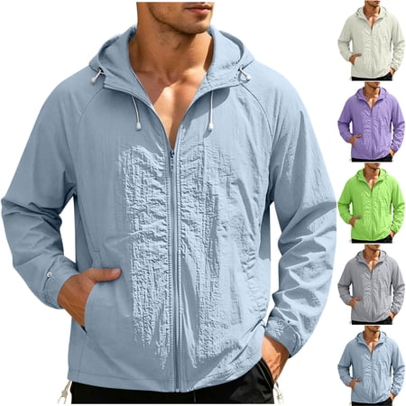 Men s UPF 50+ Sun Protection Hoodie Jackets Quick Dry Full Zip Hoodies Casual Loose Fit Top Hiking Workout Shirt Pink XXL