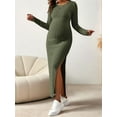 thumbnail image 2 of Long Sleeve Sweater Dress for Fall Winter Baby Shower & Photoshoot - Women'S Pregnancy Maternity Dresses Green S, 2 of 7