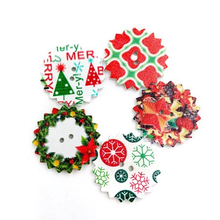 Scrapbook Layouts For Christmas 50pcs Mixed Christmas 2 Holes Wooden Buttons Sewing Scrapbooking Crafts 25mm ()