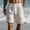 White, variant on Mens Linen Shorts Casual Elastic Waist Drawstring Summer Beach Shorts Pockets Classic Fit Shorts
