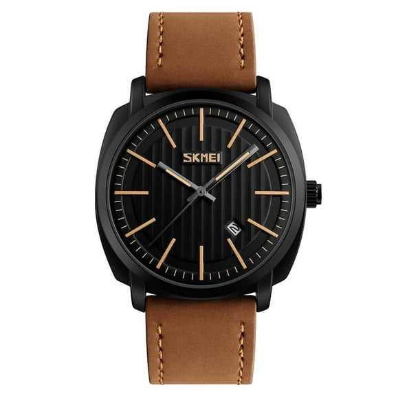 Explojoy Men's Retro Leather Quartz Watch – Waterproof Classic Round Dial Wristwatch with Minimalist Design