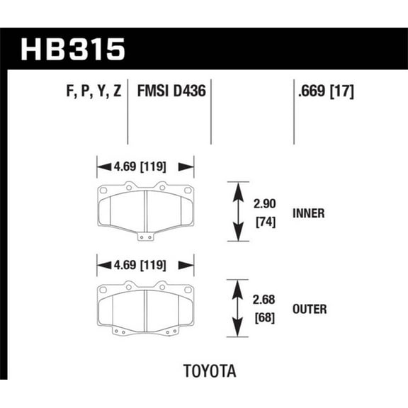 Hawk LTS Street Brake Pads Fits select: 1998-2002 TOYOTA 4RUNNER, 2003-2004 TOYOTA TACOMA XTRACAB