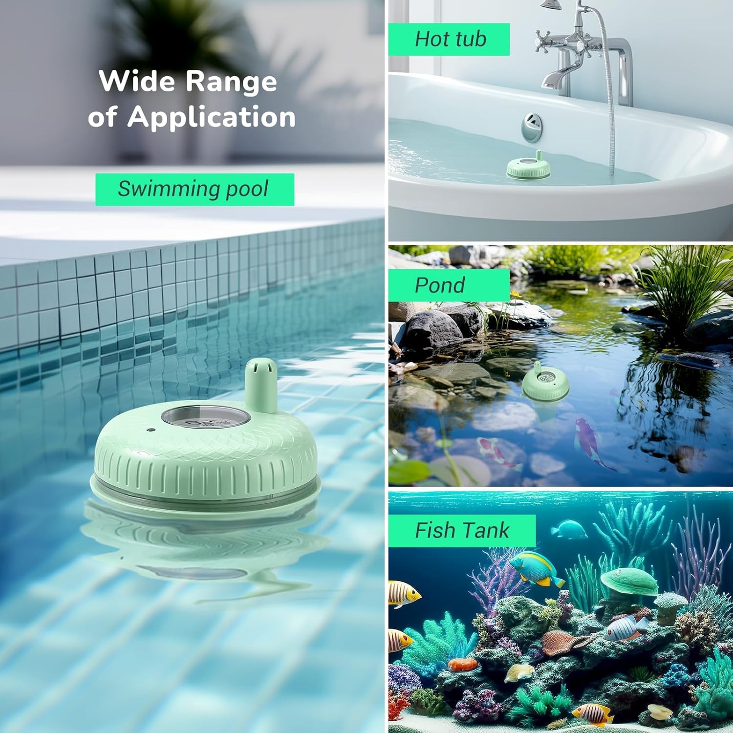 Inkbird Wireless Pool Thermometer Combo Retro Green Digital Display IPX7 Waterproof 300ft Bluetooth