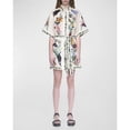 thumbnail image 2 of Women Floral Cotton Linen Dress, Short Sleeve Tie Waist Casual Summer Dress, 2 of 4
