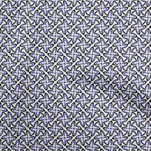 oneOone Polyester Spandex Blue Fabric Asian Block Sewing Craft Projects Fabric Prints By Yard 56 Inch Wide