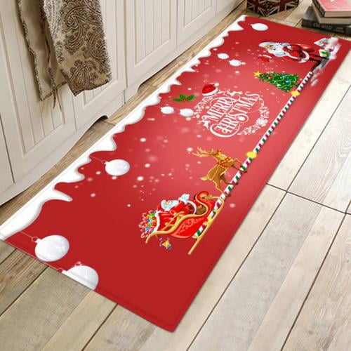 Christmas Rug Kitchen Floor Mat 47"x15.7" Non Slip Runner Rugs for