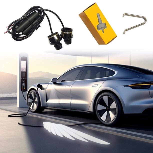 Fiudx Luz de Bienvenida para Coche, Luz de Proyección de Ala de Ángel, Luz Led para Espejo Retrovisor, Efecto de Iluminación Único, Experiencia de Conducción Elegante, Mejora Del Vehículo, Kit de Fác