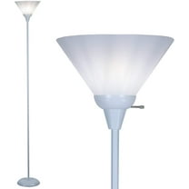 LIGHTACCENTS White Torchiere Floor Lamp - Contemporary Standing Lamp with Opal White Cone Shaped Shade, 70 inches Tall for Living Rooms, Bedrooms, and More - Stylish and Functional