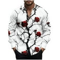 thumbnail image 2 of Zylanna Men's Button up Shirts, Breathable Turndown Collar Printed Long Sleeve Casual Shirts for Men White, 2 of 5