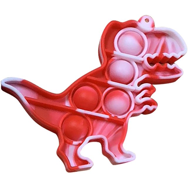 Simple Sensory Fidget Dimple Toy Keychain, Silicone Bubbles Flipping Board Toy, Stress Relief Dimple Fidget Toy for Concentration Training, Hand Exercise Educational Toy for Kids Adults (#Dinosaur 02)