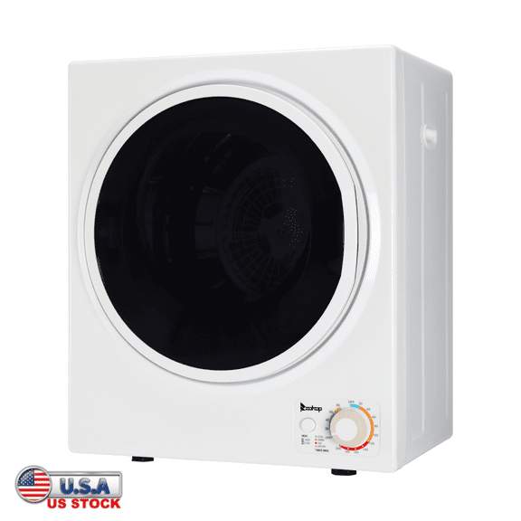 Tcbosik ZOKOP 1.6 cuft Compact Portable Household Clothes Dryer, 120V Stainless Steel Drum Dryer for Apartments, Home, Dorm, MECHANICAL Control and ETL Certification, Black & White