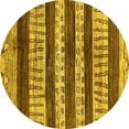 thumbnail image 1 of Ahgly Company Machine Washable Indoor Round Abstract Yellow Modern Area Rugs, 8' Round, 1 of 4