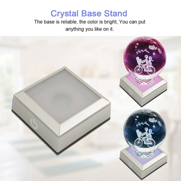 Domqga Colorful LED Light Rotating Crystal Display Stand Base, Crystal Base Stand, Laser Stand Base