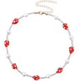thumbnail image 1 of Bangcool Collier pour Femmes Collier Ras du Cou Perles Fraise Artificielle Collier Court, 1 of 10
