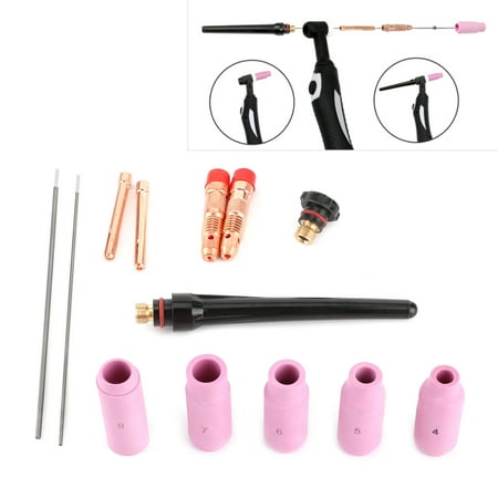 

LHCER 13Pcs/Set Welding Nozzle TIG Gas Lens Ceramic Contact Tip With Tungsten Needle For Torch 17/18/26 Welder Nozzle Ceramic Nozzle