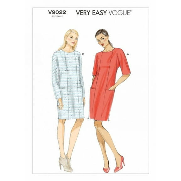 Vogue Ladies Easy Sewing 9022 Fitted Pullover Knit Dresses Dresses