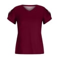 thumbnail image 4 of Njoeus Womens Tops V Neck Ruffle Sleeve Casual T-Shirts Summer Tunic Tops Loose Comfy Tee Work Dressy Blouse, 4 of 6