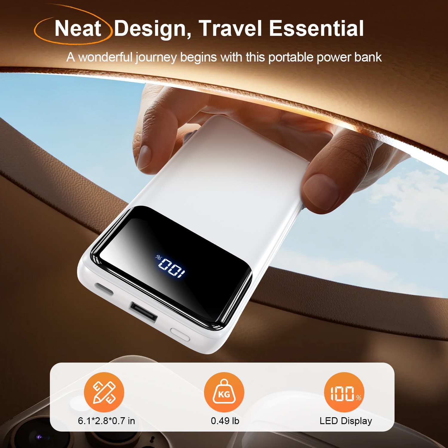 Mguzdi 10000mAh Portable Charger with Built-In Cables and Wall Plug photo 3