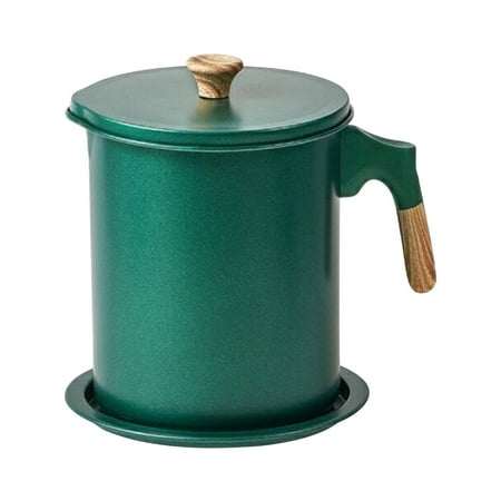 

Mnjin Oil Strainer Pot Grease Can 1.4 L Stainless Steel Oil Storage Can Container Green