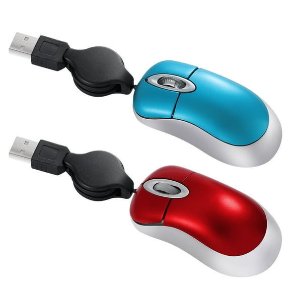 LEDMOMO USB Optical Mouse Compact Mini USB Mouse with Retractable Cable for Computers and laptops (Random Color)