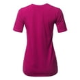thumbnail image 3 of A2Y Women's Basic Solid Premium Cotton Short Sleeve Crew Neck T Shirt Tee Tops Magenta 2XL, 3 of 6
