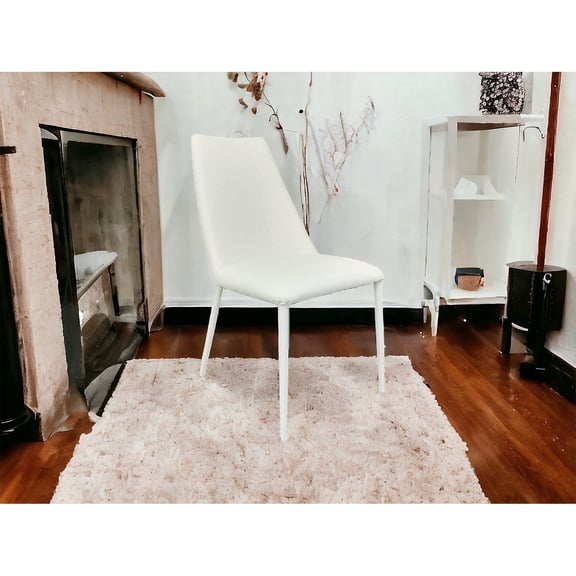 Casabianca Home Mia Dining Chair in White Leather & Cotton