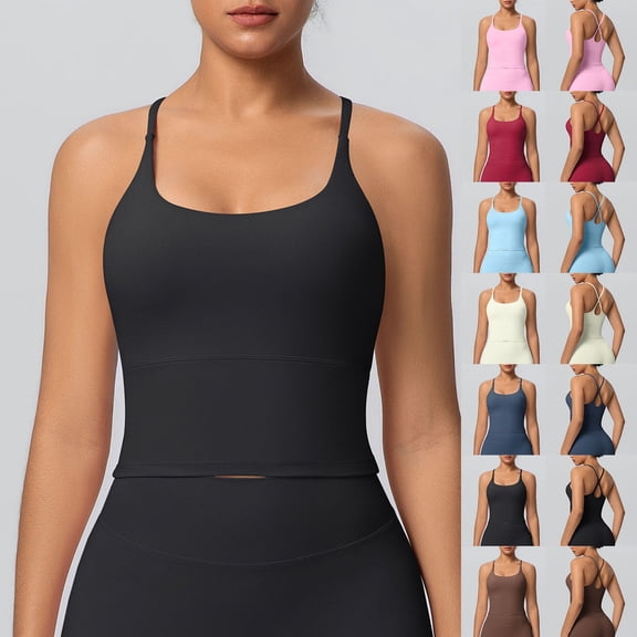 Hinvhai Women's Casual Fashion Solid Color Round-Neck Summer Strap Sleeveless T-shirt Solid Color Tank Top White XL(XL)