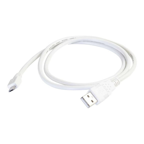 C2G 27442 Micro USB Cable - USB 2.0 A to Micro-B Cable M/M, White (3 Foot, 0.9 Meters)