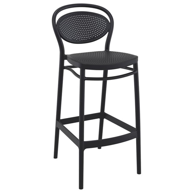 Compamia Marcel Tabouret de Bar Contemporain en Résine pour Intérieur et Extérieur Noir