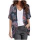 thumbnail image 2 of Cárdigan de moda para mujer, informal, cuello redondo, manga 1/2, blusa, camiseta estampada, top dulce, cárdigan, blusa de poliéster para mujer, 2 of 4