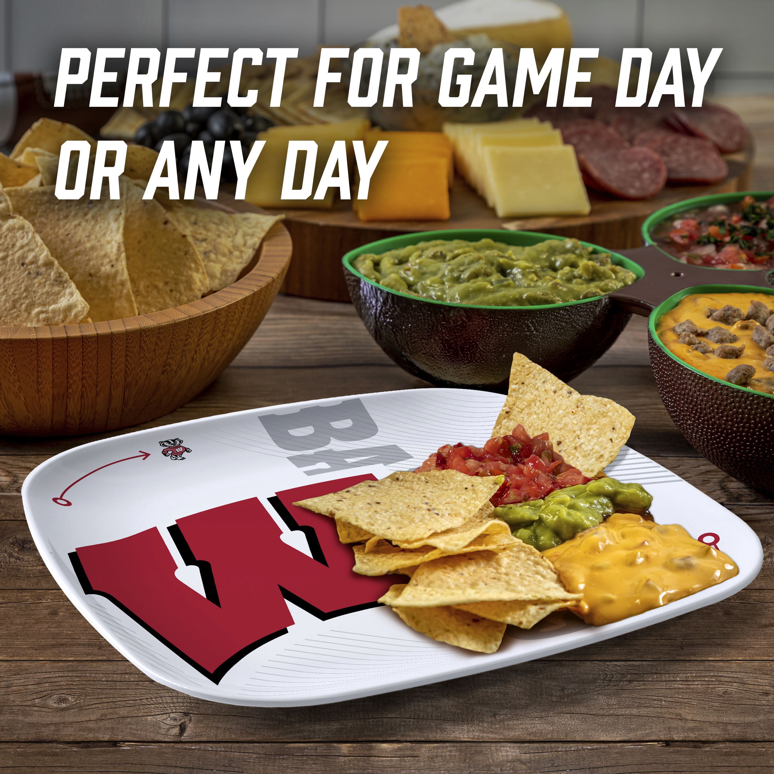 YouTheFan NCAA Wisconsin Badgers Large Party Plate
