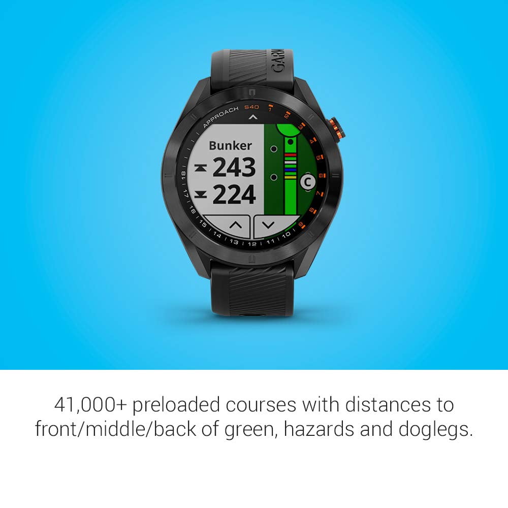 Garmin Approach S40 Stylish GPS Golf Smartwatch Lightweight with Touchscreen Display Black Walmart