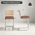 thumbnail image 2 of Hawsaiy Rattan Bar Stools Set of 2, 26" Counter Height Bar Stools with Solid Wood & Cane Back, Upholstered PU Leather Kitchen Island Stools with Chrome Metal Legs & Footrest, Brown, 2 of 6