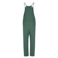 thumbnail image 4 of BiZtdJrK Lighten Sales of The Day, Women's Casual V Neck Spaghetti Straps Jumpsuit Summer Sleeveles Baggy Cotton Overalls Solid Color Wide Leg One Piece Pants with Pockets Green XL, 4 of 6