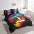 thumbnail image 3 of Feelyou Est Rugby Sleep Bedding Comforter Set 7 Pieces for Kids, Watercolor Splatter Full Bedding Set, Cartoon Sports Theme Reversible Fitted Sheet Flat Sheet, Super Cozy Room Decor, 3 of 8