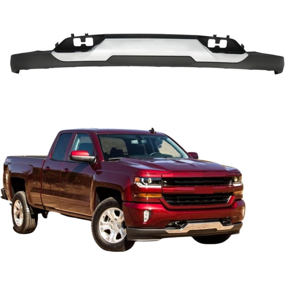kimllier Front Lower Bumper Lower Primed with Tow Hook Holes and Chrome Skid Plate Replacement for Silverado 1500 with Z71 2016-2019 84029815 23243083