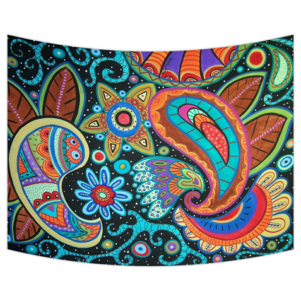 ZKGK Paisley Flower Floral Tapestry Wall Hanging Wall Decor Art for