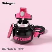 Sidagar 27 oz Black Stainless Steel Insulated Water Bottle with Straw, Handle and Strap