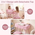 thumbnail image 5 of TLSUNNY Kids Vanity Set with Mirror, Toddler Wooden Makeup Table & Stool with Drawer, Detachable Top, for Girls Age 3-8, 5 of 10