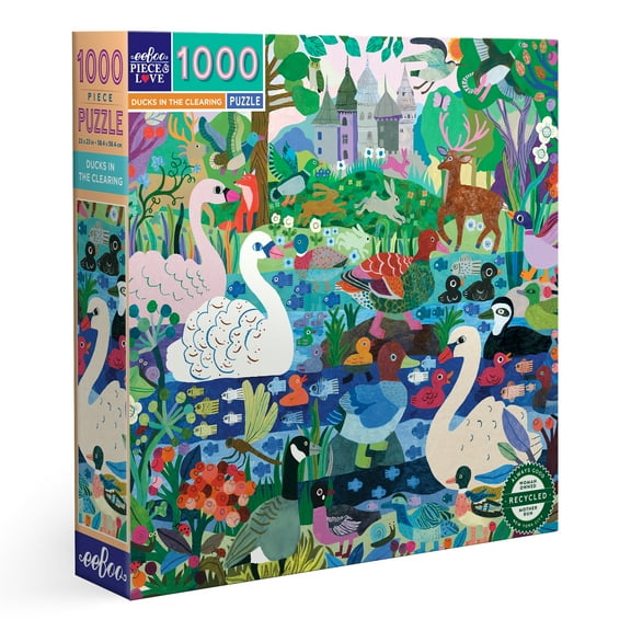 eeBoo Piece & Love: Ducks in the Clearing - 1000 Piece Puzzle - Adult Square Jigsaw, 23x23", Includes Image Reference Insert, High-Quality Pieces