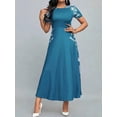 thumbnail image 2 of ZOELNIC Women's Elegant Short Sleeve Maxi Dresses Casual Empire Waist Long Dress, 2 of 7