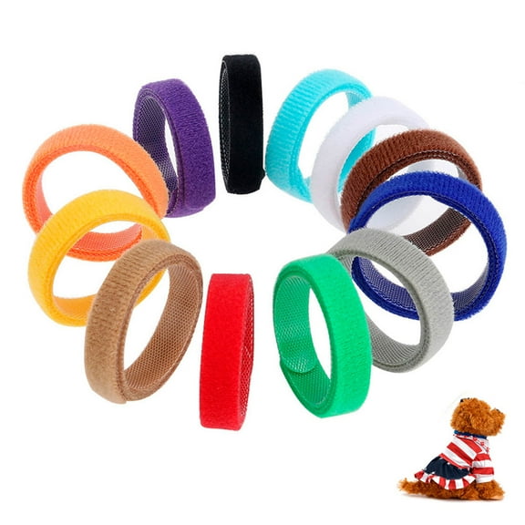 Willstar 12 Pcs Adjustable Puppy ID Collars Soft Fabric Velcro Puppy Collars Puppy ID Bands for Puppy Kitten Dog Pet Cat