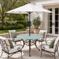 thumbnail image 2 of Round Outdoor Tablecloth with Umbrella Hole and Zipper, Turquoise Stripes Tablecloth with Elastic Waterproof, Modern Minimalist Horizontal Lines Patio Table Covers for 55" - 60" Picnic Pool Tables, 2 of 9