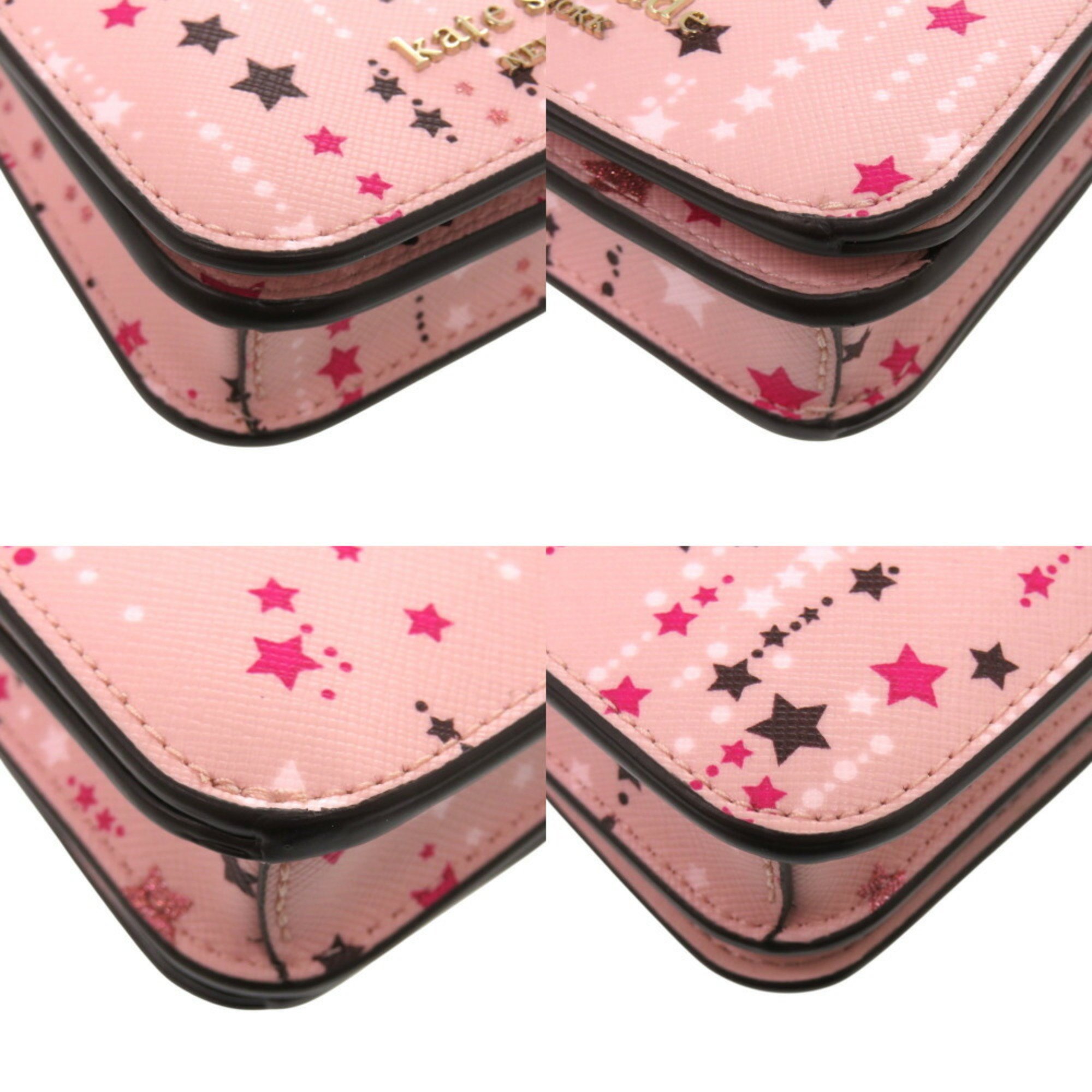 Pre-Owned Unused Kate Spade Stacey Star K4724 Bifold Wallet in PVC with Pink Chain,...