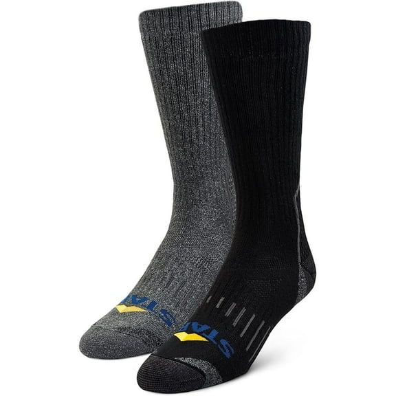 STABIL Unisex Cool Max Performance Work Socks, Gray/Black, 8.5-12, 2 Pack