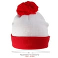 thumbnail image 4 of Lispipm Womens Pompom Beenie with Red White Striped Knit Winter Warmth Foldover Cuff Hats for Men in Cold Weather Red, 4 of 4