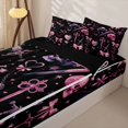 thumbnail image 3 of Manfei Gothic Bow Skull Zipper Twin Comforter Sets with Fitted Sheet and 2 Pillowcases, Halloween Romantic Love Heart Zipper Bedding Set, Black Pink Purple,Black Reversible,4 Pieces, 3 of 6