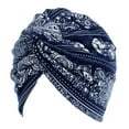 thumbnail image 1 of Gorro de Quimio Zulema Turbante Algodón Estampado Floral Azul Marino, 1 of 5